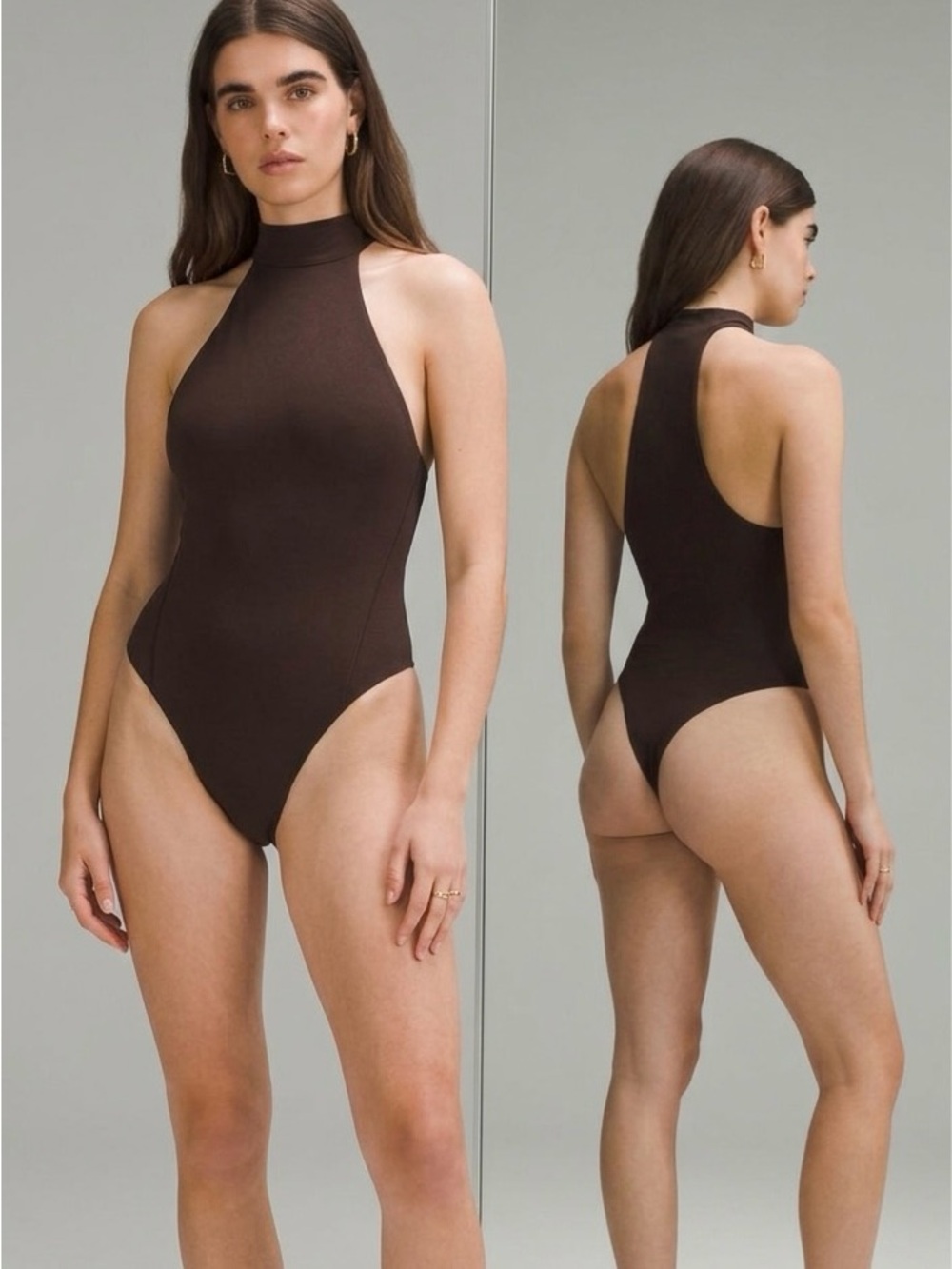 Lululemon, NWt, Wundermost Mockneck Sleeveless Bodysuit , S, Brown.